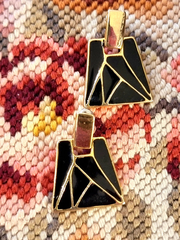 Vintage 80's Abstract Earrings