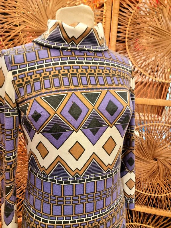 Vintage 70's Art Deco Style Maxi Dress