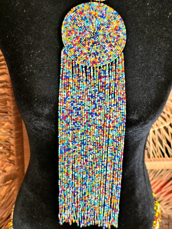 Brand New Beaded Fringe Pendant Necklace