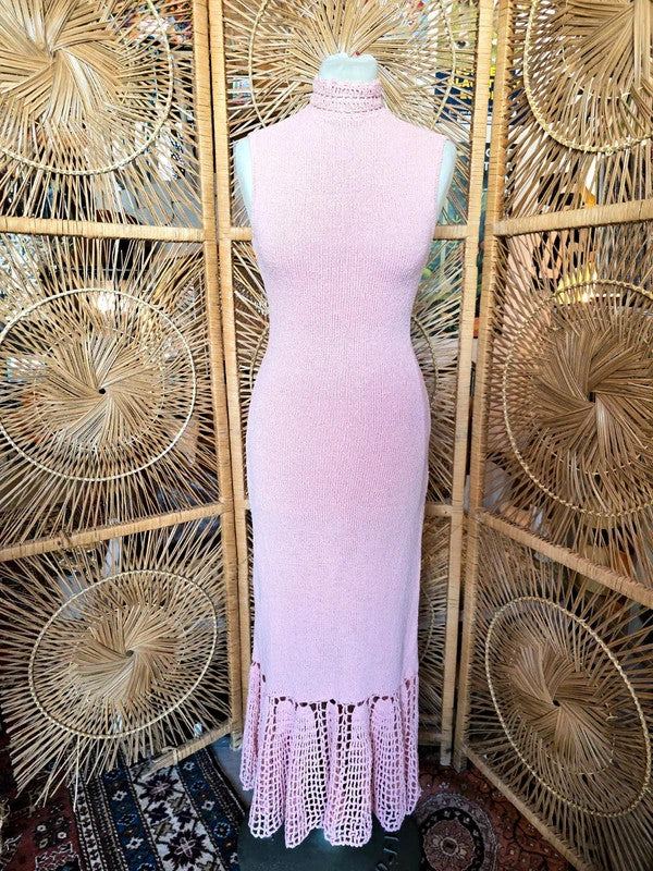 Vintage 40's / 50's Crochet Turtleneck Dress