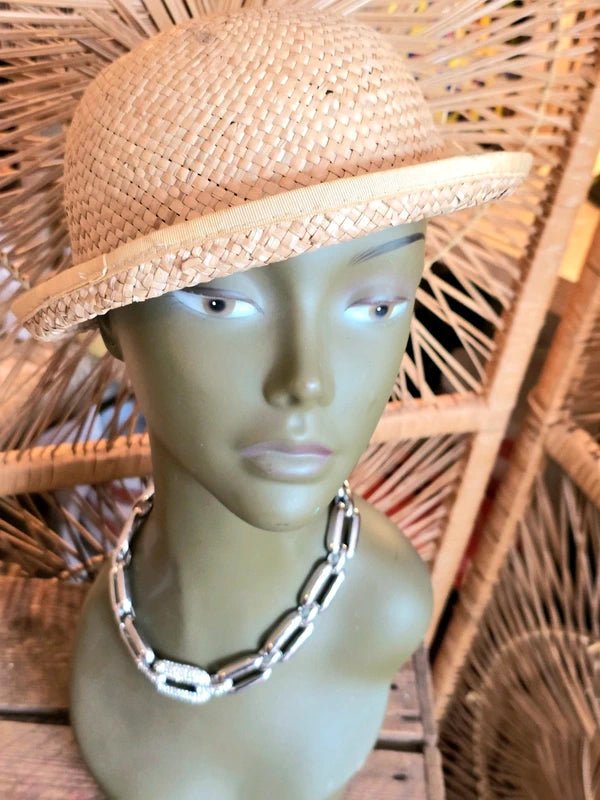 Vintage 60s Straw Cloche Hat