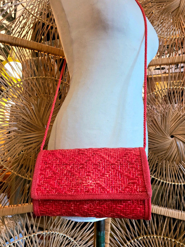 Vintage 80's Italian Straw Crossbody