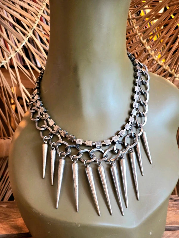 Vintage 90's Spike And Chain Necklace