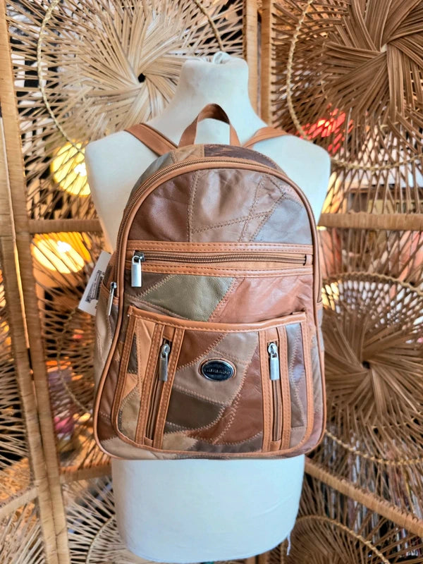 80s L.B Bags Leather Patchwork Backpack