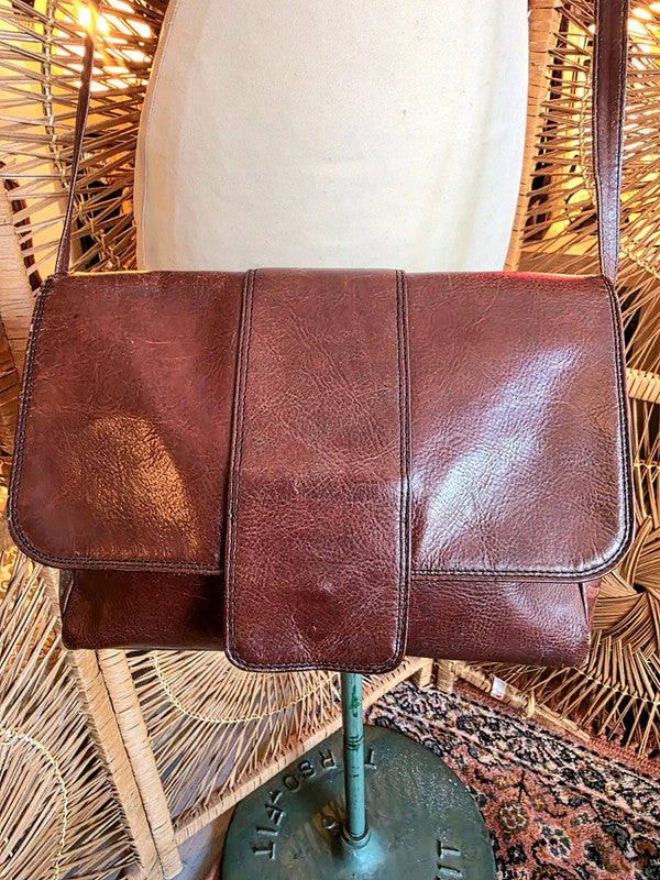 Vintage 80s Leather Shoulder Bag