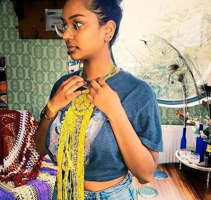 Brand New Beaded Fringe Pendant Necklace