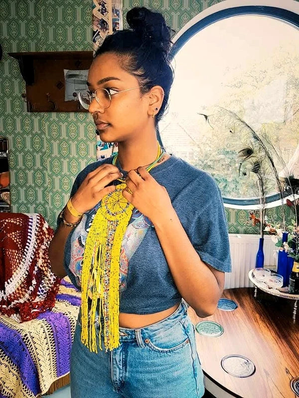 Brand New Beaded Fringe Pendant Necklace