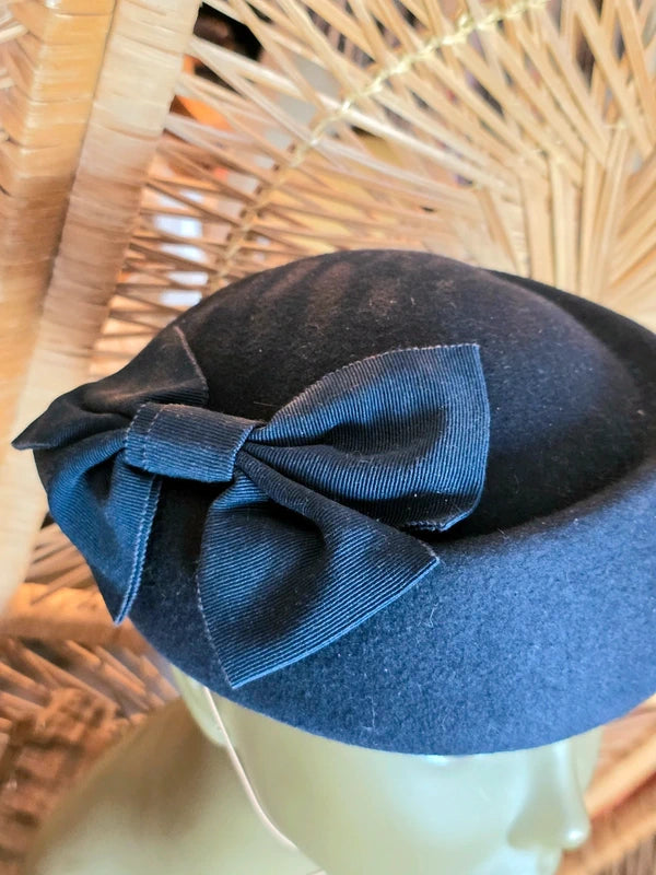 Vintage 50's Herman Wool Pillbox Hat