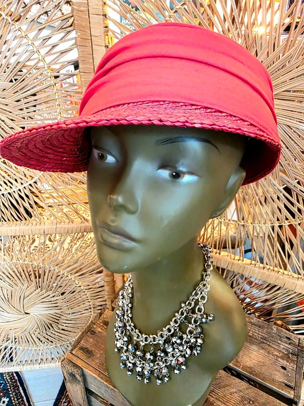 Y2K Seeberger Straw Visor Hat