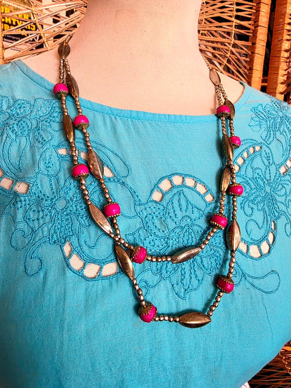 Vintage 70s Long Double chain Flapper Style Necklace