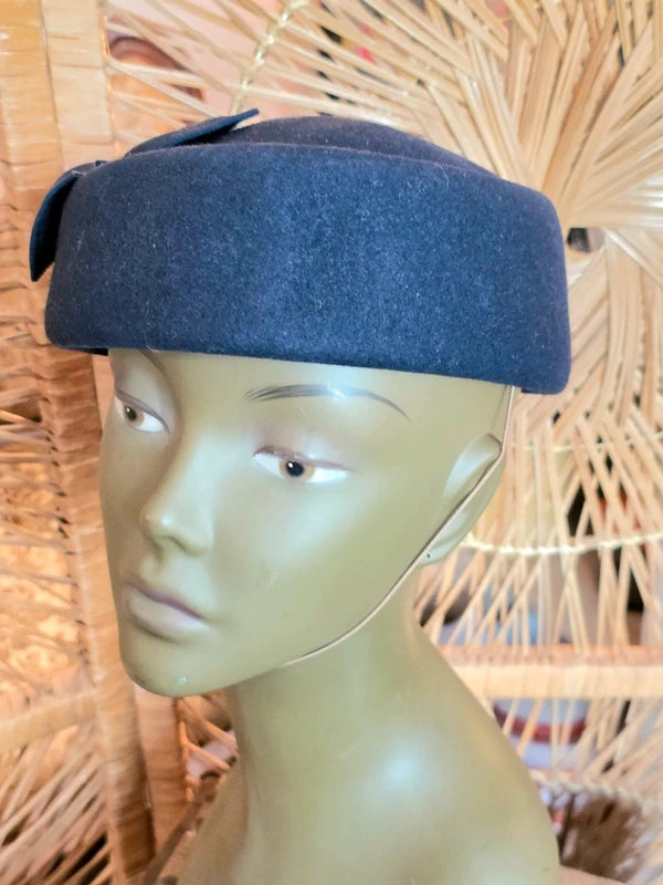 Vintage 50's Herman Wool Pillbox Hat