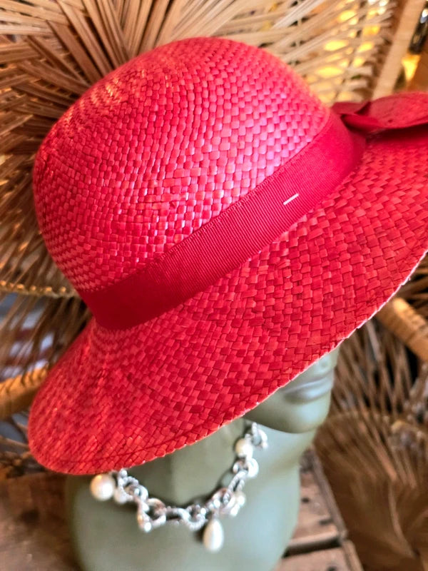 Vintage 80's Straw Sun Hat