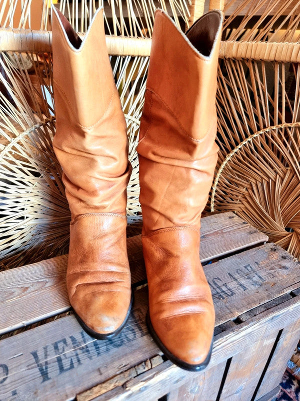 Vintage 80s Leather Boots - Made in Italy