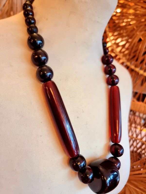 Vintage Cherry Amber Bakelite Necklace