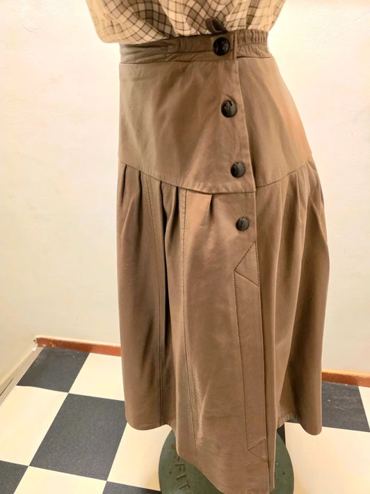 Vintage 1980's Leather Pleated Skirt