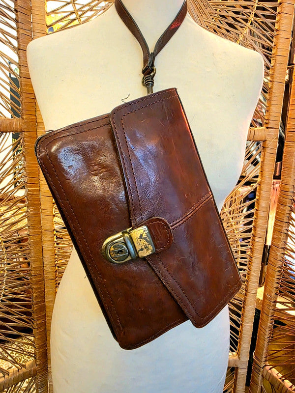 Vintage 1980s Leather Wrist Bag