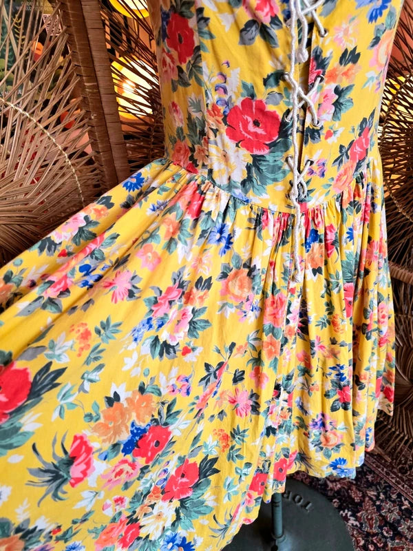 Vintage 80's Milkmaid Style Dress