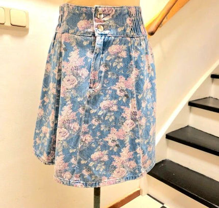 Vintage 1980's Floral Knee Length Skirt