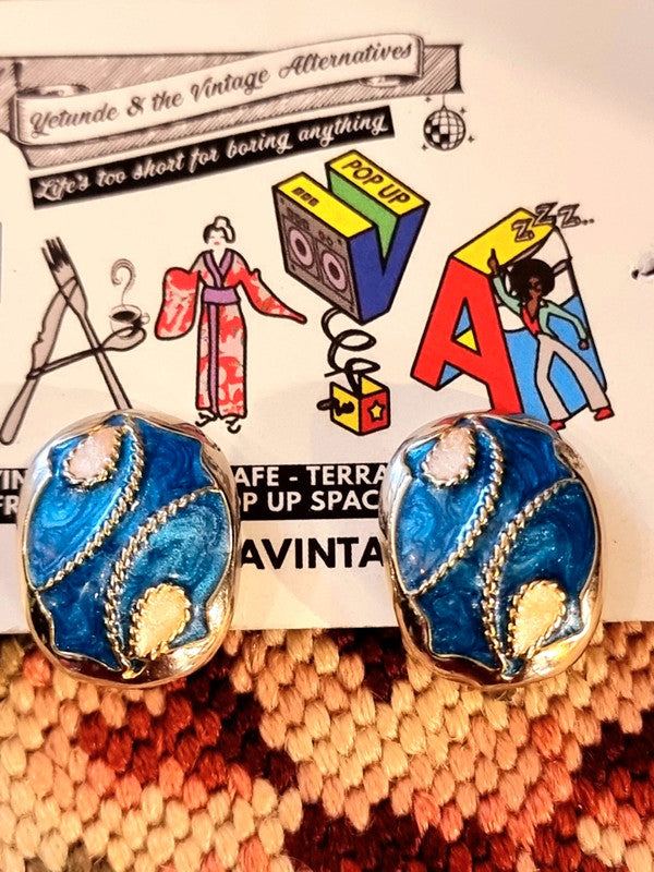 Vintage 80's Oval Clip-On Earrings