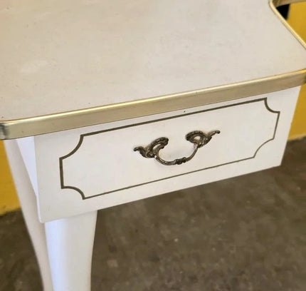 Vintage French Vanity Desk /Flip-Up Mirror & Floral Stool