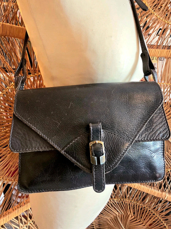 Vintage 80's Leather Envelope Shoulder Bag