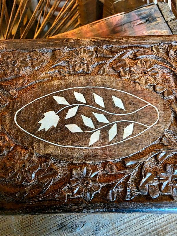 Vintage 70's Hand Carved Wooden Box