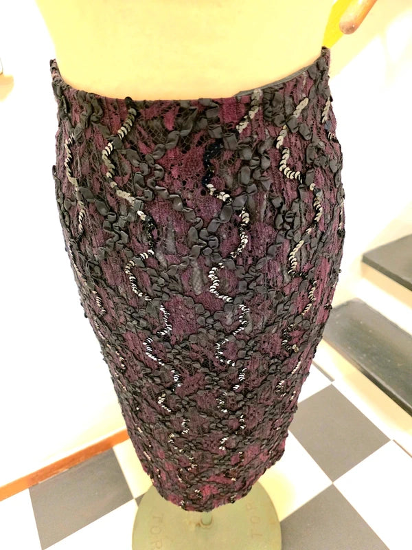 Vintage 1980´s Cathy Hardwick Sequins Fitted Skirt.