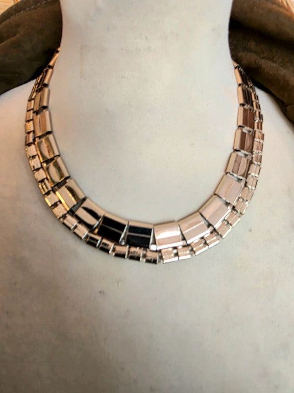 Vintage 80s square link necklace