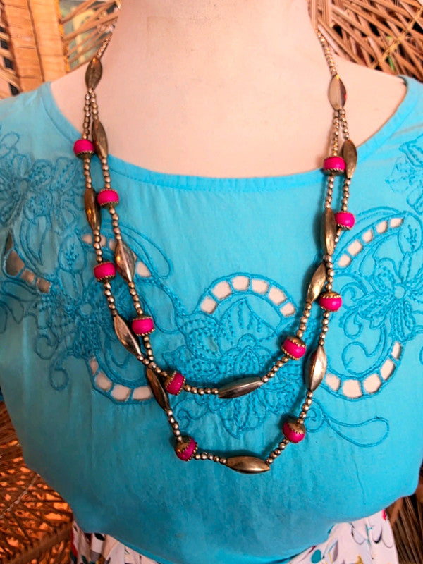 Vintage 70s Long Double chain Flapper Style Necklace