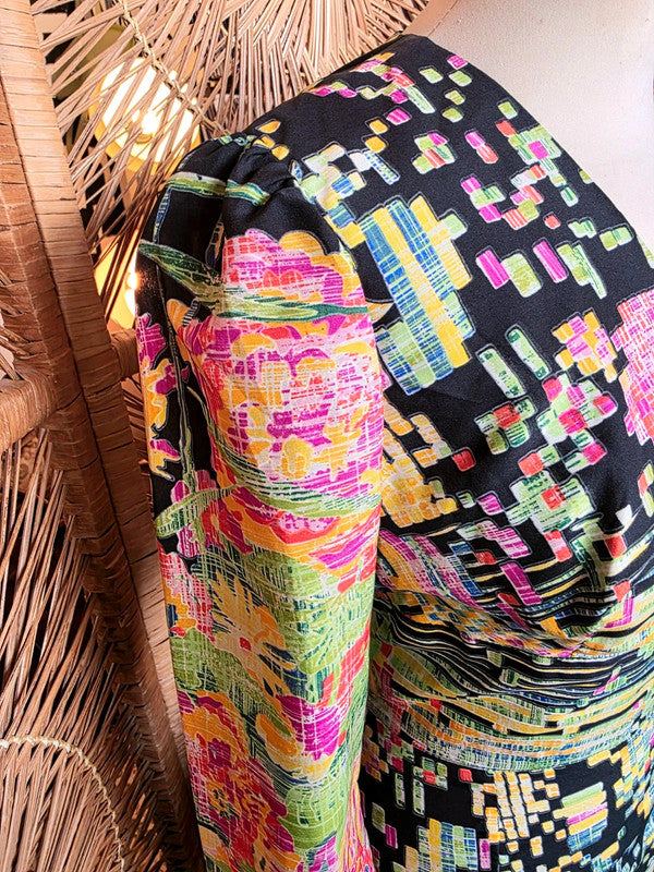 Vintage 70s Geometric Maxi Dress