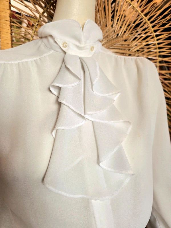 Vintage 70s Ruffle Neck Blouse