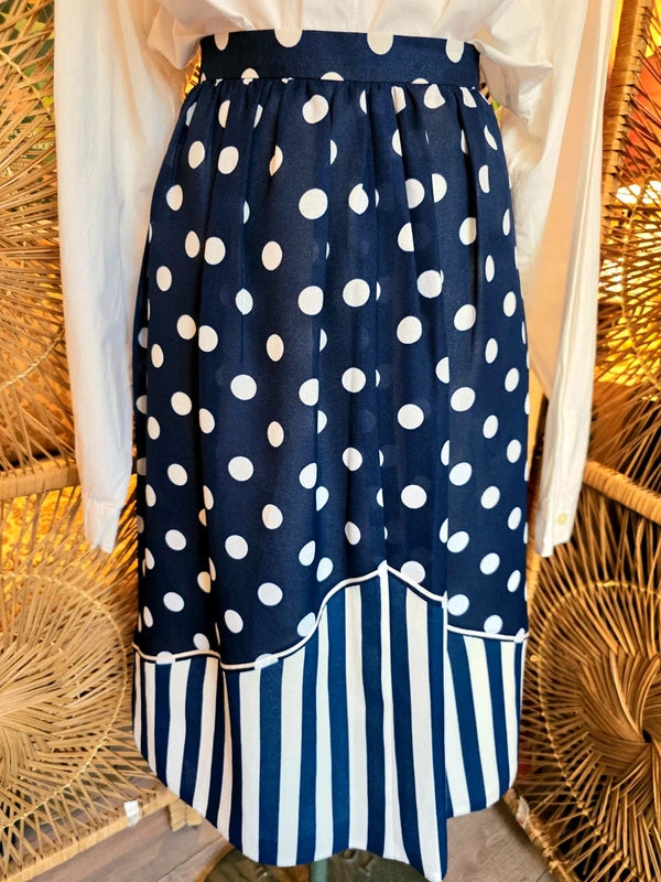 Vintage 50s Pleated Midi Polka Dot Skirt