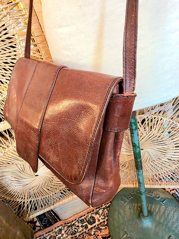 Vintage 80s Leather Shoulder Bag