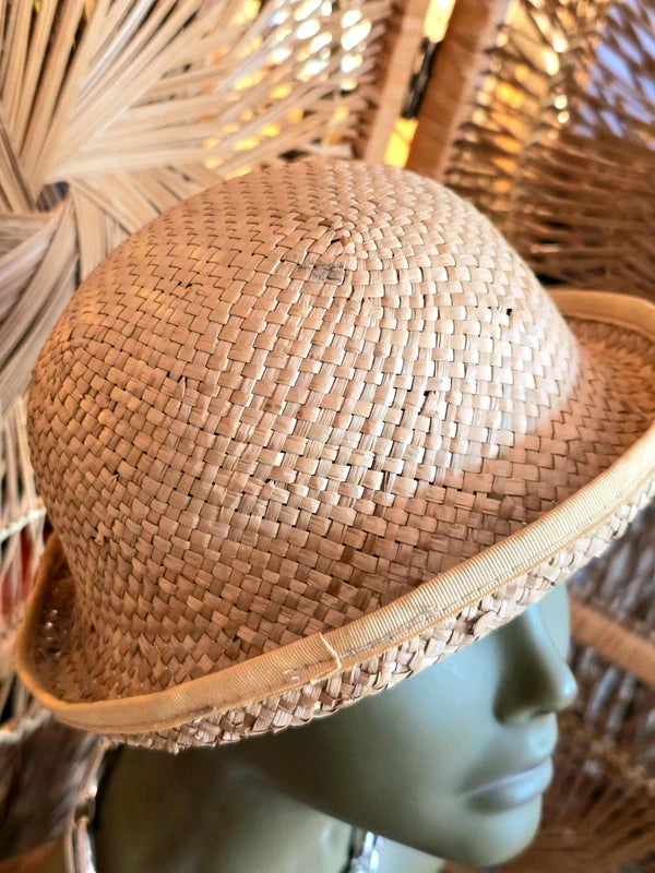 Vintage 60s Straw Cloche Hat