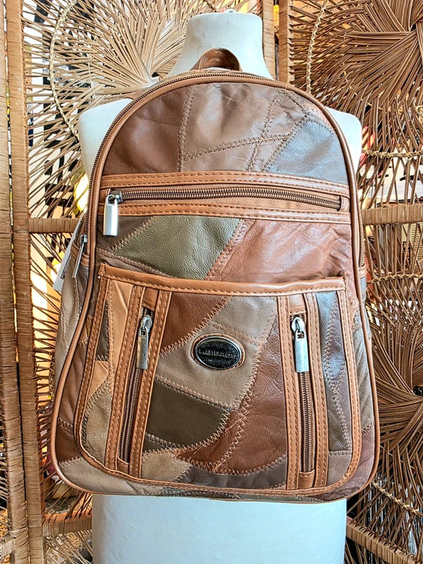 80s L.B Bags Leather Patchwork Backpack