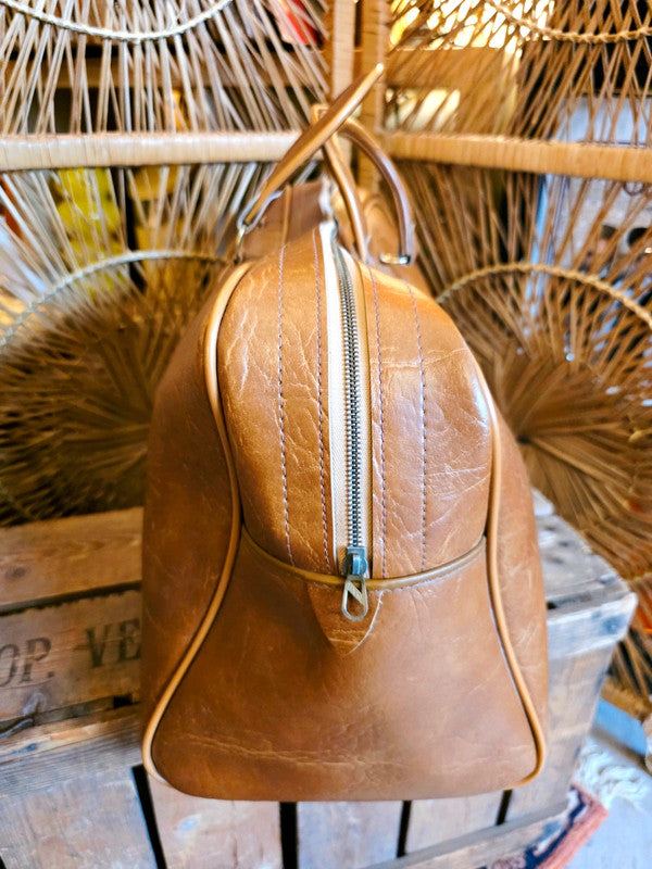 Vintage 70's Faux Leather Duffle Bag
