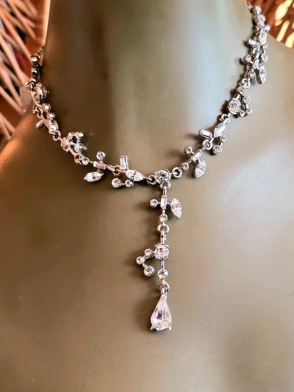 Vintage 80's Rhinestone Statement Necklace