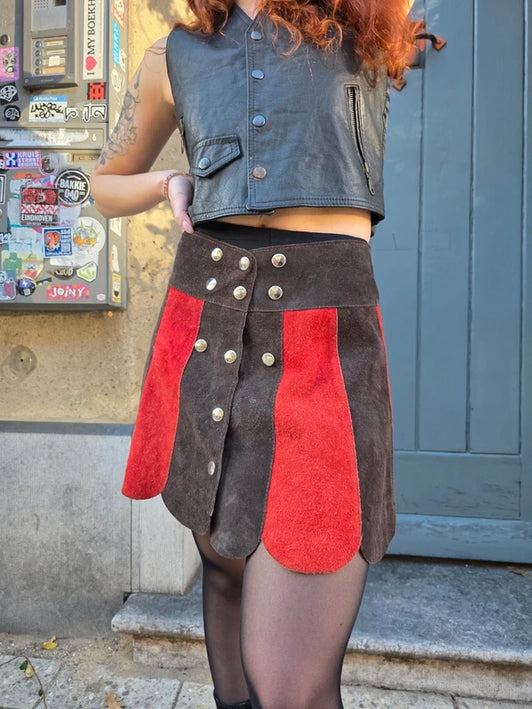 Vintage 60's / 70's Suede Patchwork Skirt