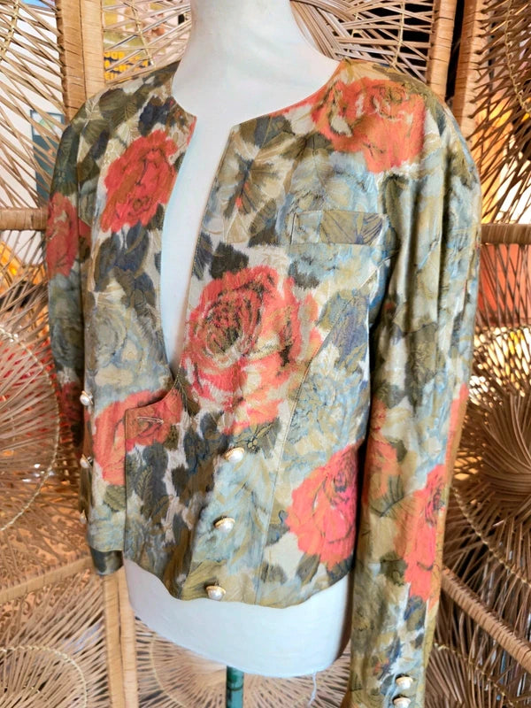 Vintage 80's MK Exclusive Cropped Floral Blazer