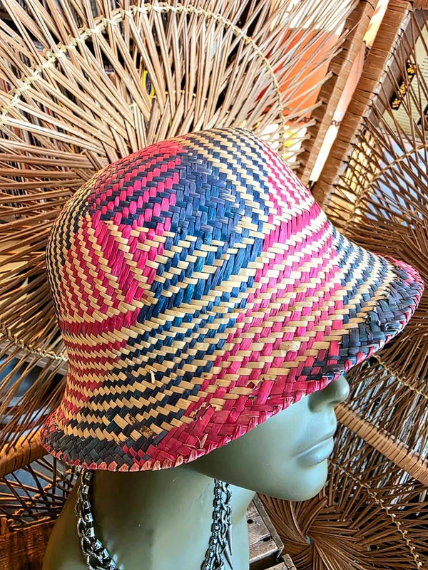 Vintage 60s Straw Bucket Hat