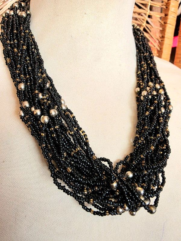 Vintage Chunky Beaded Statement Bib Necklace