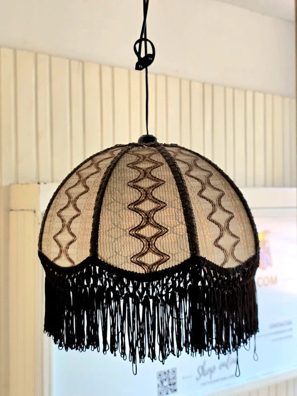 Vintage 70's Fringe Pendant Ceiling Lamp