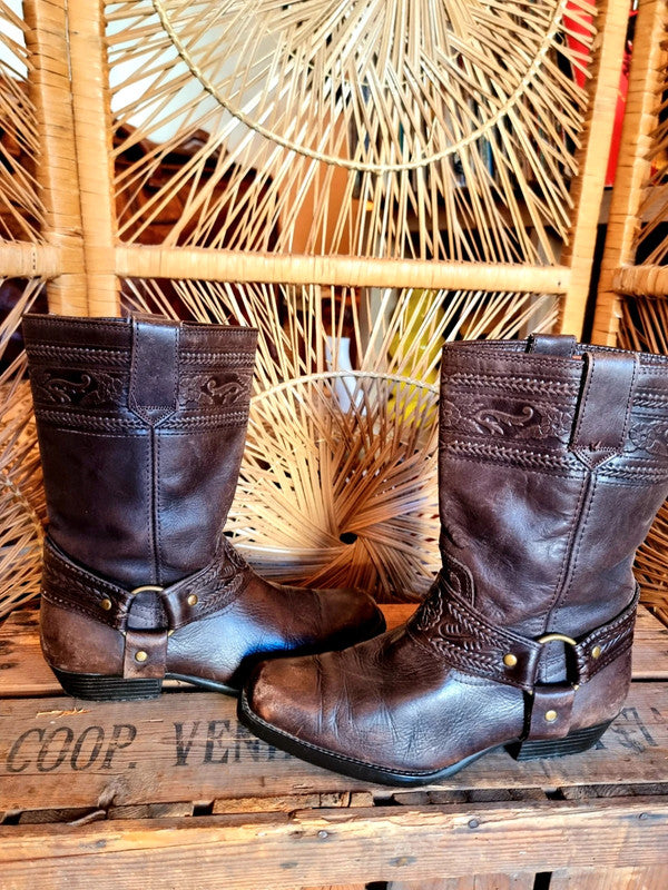 Vintage Leather Western Cowboy Boots