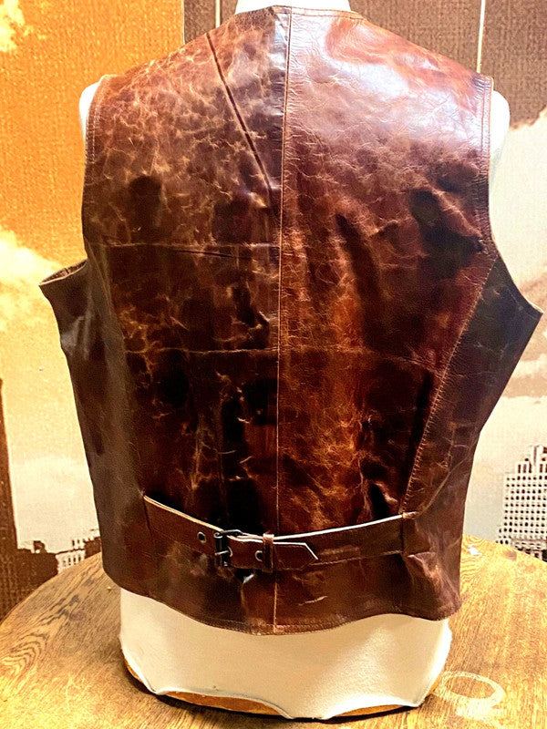 Vintage 80s Leather Gillet Waistcoat