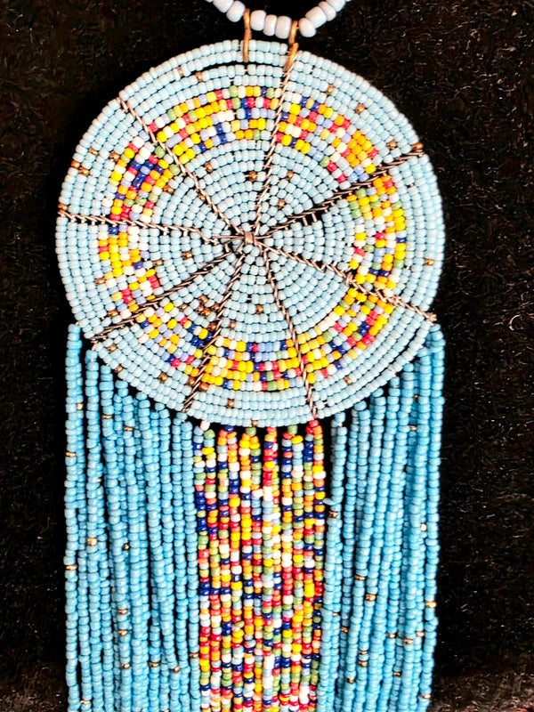 Brand New Beaded Fringe Pendant Necklace