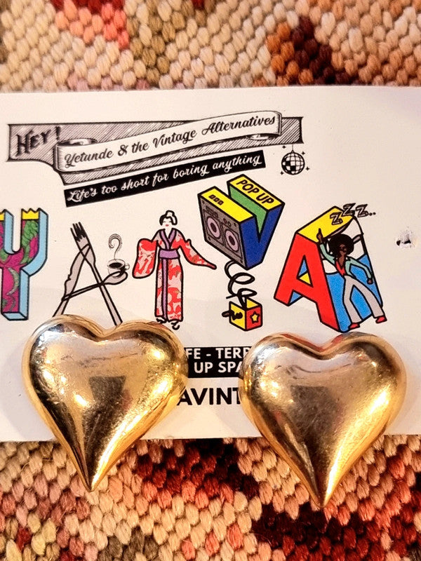 Vintage Heart Clip-On Earrings