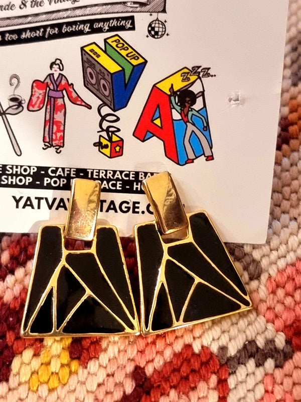 Vintage 80's Abstract Earrings