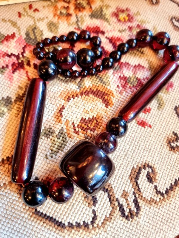 Vintage Cherry Amber Bakelite Necklace