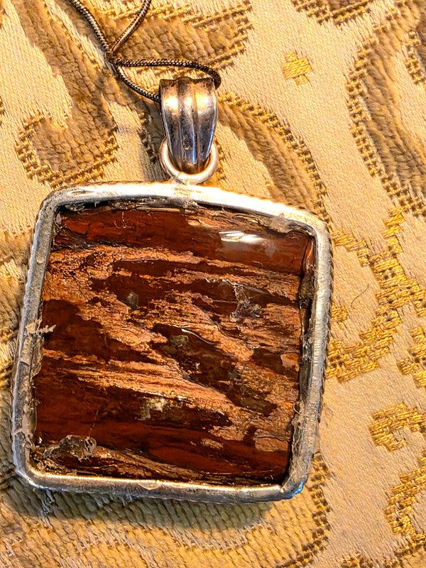 Vintage Silver Jasper Pendant Necklace