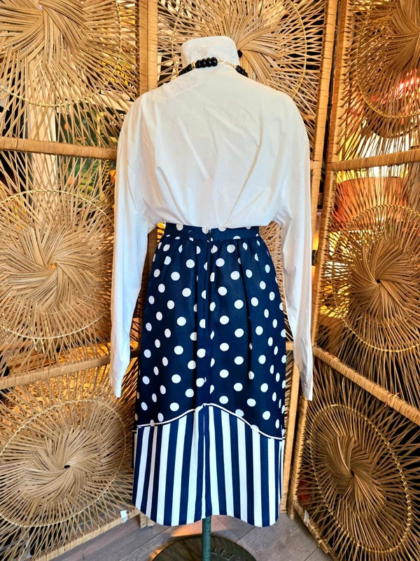 Vintage 50s Pleated Midi Polka Dot Skirt